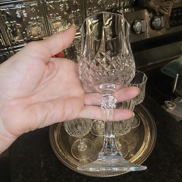 Cristal d'arques Fine Lead Crystal SIX (6) Longchamp 25cl Wine Glasses VTG Excel - Picture 8 of 14